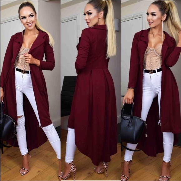Jackets & Blazers - 💥NWT LAST ONE! 💥Fab Wine Hi/Lo Hem Coat